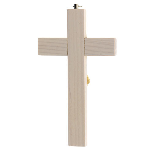 Crucifix bois frêne verni Christ couronne dorée 17 cm 3