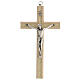 Crucifixo madeira clara, inserções acrílico, Cristo em metal 20 cm s1