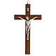 Crucifixo Cristo em metal prateado, ranhuras na madeira 20 cm s1