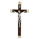 Walnut crucifix, metallic ends and Christ, 25 cm s1