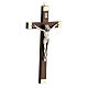Walnut crucifix, metallic ends and Christ, 25 cm s2