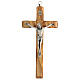 Olivewood crucifix, silver-plated metallic Christ, 20 cm s1