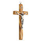 Crucifixo madeira de oliveira Cristo em metal prateado 20 cm s2