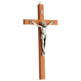 Crucifix Christ métal bois poirier INRI 30 cm