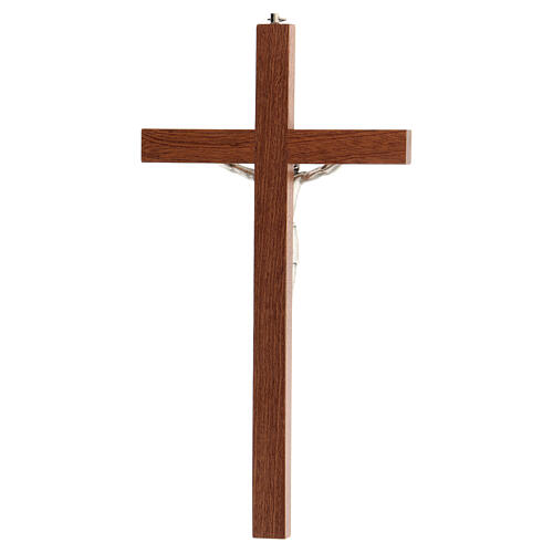 Mahogany crucifix, metallic body of Christ, 30 cm 3