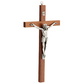 Crucifix Christ métal bois acajou 30 cm
