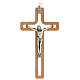Wood crucifix with cut-out centre and metal body of Christ 20 cm s1