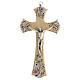 Crucifijo decoraciones florales impresas Cristo metal plateado 20 cm s1