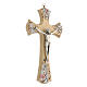 Crucifijo decoraciones florales impresas Cristo metal plateado 20 cm s2