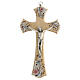 Crucifixo decoração floral Cristo metal prateado 20 cm s1