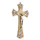 Crucifixo decoração floral Cristo metal prateado 20 cm s2