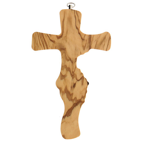 Kruzifix aus Olivenbaumholz mit Friedenszeichen, 18 cm 3