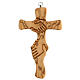 Kruzifix aus Olivenbaumholz mit Friedenszeichen, 18 cm s1