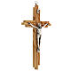 Kruzifix aus Olivenbaumholz mit Rillen und Christuskőrper aus versilbertem Metall, 20 cm s2