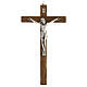 Crucifix noyer Christ métal argenté 30 cm s1
