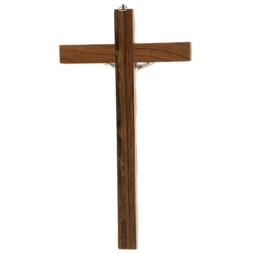Crucifixo nogueira Cristo metal prateado 30 cm 3