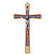 Crucifijo madera clara decorado Cristo metal plateado 30 cm s1