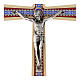 Crucifijo madera clara decorado Cristo metal plateado 30 cm s2
