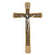 Crucifix bois clair décoré Christ métal argenté 30 cm s1