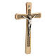 Crocifisso legno chiaro decorato Cristo metallo argentato 30 cm s2