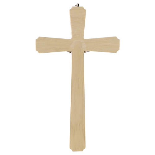 Crucifixo madeira clara decorada Cristo metal prateado 30 cm 4