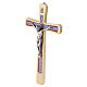 Crucifixo madeira clara decorada Cristo metal prateado 30 cm s3