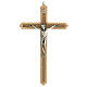 Pale wood crucifix, decorated, metallic body of Christ, 30 cm s1