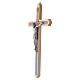 Crucifijo madera clara decorado Cristo plateado 30 cm s2