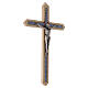 Wood crucifix floral decorated with silver Christ 30 cm s3