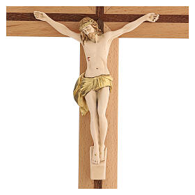 Crucifix bois noyer et poirier Christ résine 42 cm