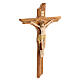 Crucifijo madera olivo pintado a mano Cristo resina 43 cm s3