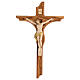 Hand painted olive wood crucifix Christ resin 43 cm s1