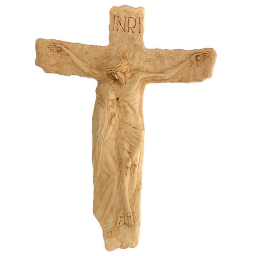 Crucifix Christ avec Vierge Marie en hêtre blanc 40x30 cm 1