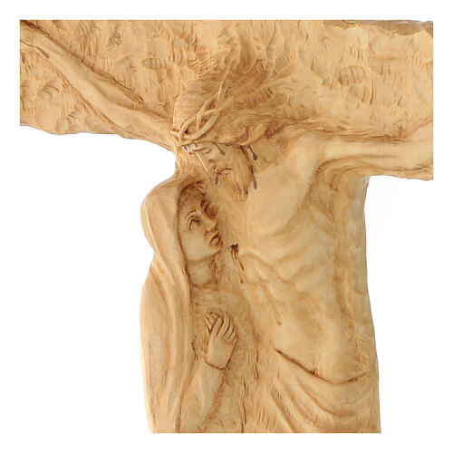 Crucifix Christ avec Vierge Marie en hêtre blanc 40x30 cm 2