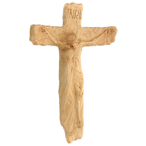 Crucifix Christ avec Vierge Marie en hêtre blanc 40x30 cm 5