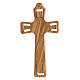Olivewood crucifix, cut-out details and silver-plated metallic body of Christ, 11 cm s4