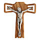 Olive wood crucifix shaped metal Christ 11 cm s2