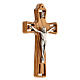 Olive wood crucifix shaped metal Christ 11 cm s3