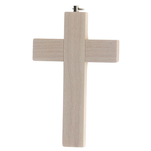 Crucifix of pale wood, hand-painted resin Christ, 13 cm 4