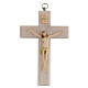 Crucifix bois clair Christ en résine peint à la main 13 cm s1
