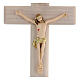 Crucifix bois clair Christ en résine peint à la main 13 cm s2