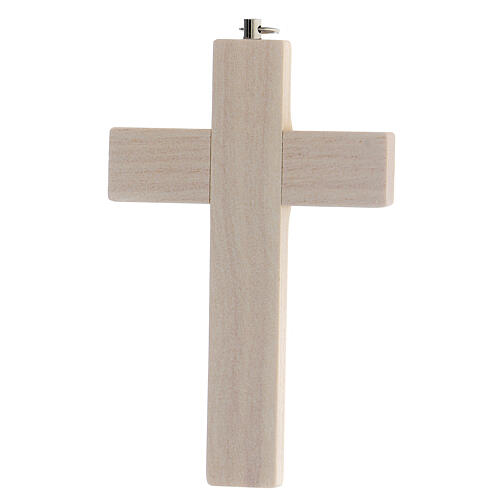 Crocifisso chiaro legno Cristo dipinto mano resina 13 cm 4