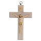 Crocifisso chiaro legno Cristo dipinto mano resina 13 cm s1
