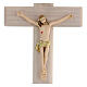 Crocifisso chiaro legno Cristo dipinto mano resina 13 cm s2