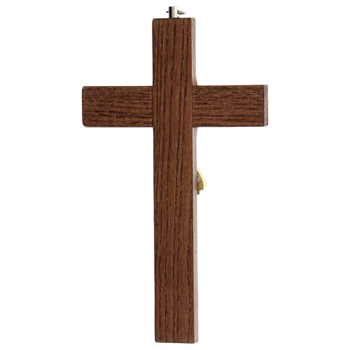 Crucifix of varnished ash wood, hand-painted Christ, 17 cm 4
