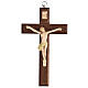 Crucifix bois frêne verni Christ peint à la main 17 cm s1
