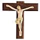 Crucifix bois frêne verni Christ peint à la main 17 cm s2