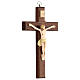 Crucifix bois frêne verni Christ peint à la main 17 cm s3