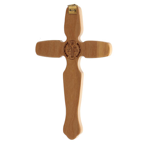 Kruzifix von Sankt Benedikt mit eingravierten Verzierungen und Christuskőrper aus Metall, 13 cm 4