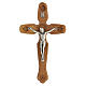Wood crucifix, engraved St. Benedict's medal and decorations, metallic Christ, 13 cm s1